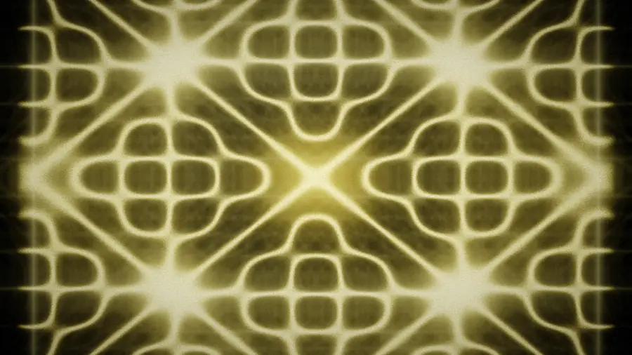 A symmetric yellow Chladni standing-wave pattern
