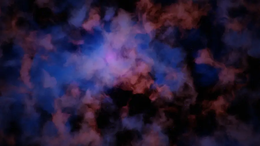 A pink and blue nebula rendered by DemoForge